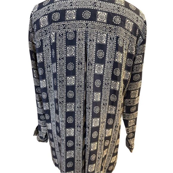 Dana Buchman 100% Silk Tunic Geometric Print Mandarin Collar Sz. 12 - Picture 10 of 15